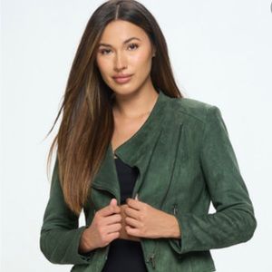 New! Faux suede jacket with Asymmetrical zipper
